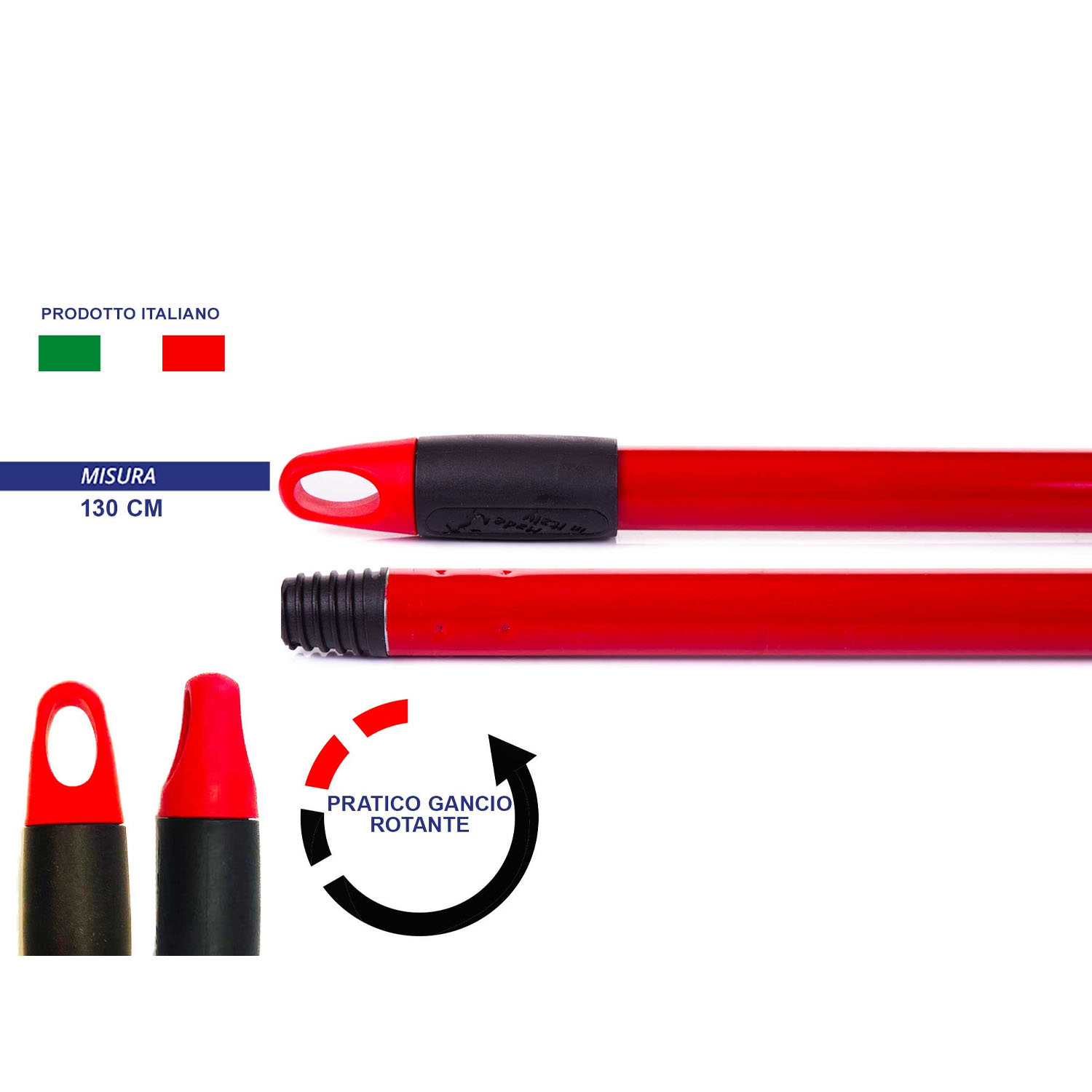 Manico Scopa Professionale Universale Metallo 130cm 2 PZ foto 3